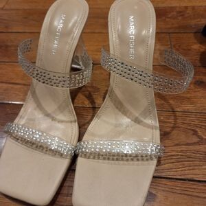 Marc Fisher Beige Heels with Silver Details